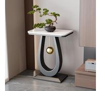 IRHIGBGX Mesa Consola Moderna en U con Tablero de Piedra Sinterizada | Consola recibidor estrecha para pasillo, salón, detrás del sofá y espacios pequeños(Black 1,40*30cm/15.7*11.8in)
