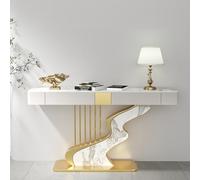IRHIGBGX Mesa Consola Moderna, Mesa de sofá, Entrada con cajón, Centro Lateral Estrecha, Pasillo Decorativa for Sala Estar, Dormitorio(Mixed Colors+Gold,140CM/55.1IN)