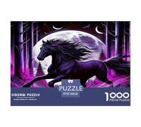 Iridescent Yegua Negra 1000 Piezas De Rompecabezas para Adultos, Puzzle Bosque con luz de Luna Adultos, Decoración para El Hogar 38x26cm/1000pcs