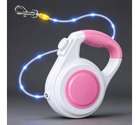 Iridsmole Correa retráctil para perro, correa extensible LED de 5 m | Correa flexible para perros pequeños de hasta 15 kg, correa sin enredos de 360° para mascotas, luces blancas