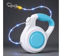 Iridsmole Correa retráctil para perro, correa extensible LED de 5 m | Correa flexible para perros pequeños de hasta 15 kg, correa sin enredos de 360° para mascotas, luces blancas