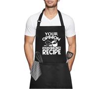 Iridsmole Divertidos delantales de cocina para hombres, "You Opinion WASN'T IN THE RECIPE", delantales divertidos para barbacoa para mujeres con bolsillos, regalo ideal de Navidad para hombres, marido