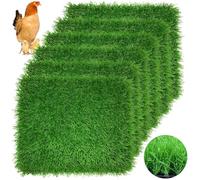 Irieiply Paquete de 6 almohadillas de anidación de pollo de 12 x 12 x 1.2 pulgadas para poner huevos con bolsa de cuerda vegetal, alfombra de césped artificial lavable, tapete de césped sintético para