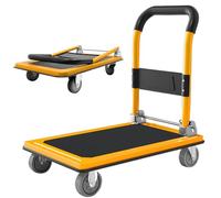Iriisy Carro de Transporte de 300 kg, Carro de Manutención, Carro Plegable con Ruedas Giratorias 360° Plataforma 77x50 cm con Textura Granulada Antideslizante Ideal para Almacén y Oficina