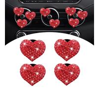 Irinidig 4 clips de salida de aire acondicionado de automóvil con diamantes de imitación, 1.06 x 1.06 pulgadas, en forma de corazón, accesorio de modificación de coche, compatible con la mayoría de