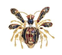 IRIRI Artistic Insect Brooch for Women, Red & Navy Enamel Insect Pin with Sparkling Accents, Fashion Jewelry for Coat/Dress (Statement Accessory)