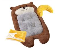 IRIRI Bonito Conjunto de Cama de Peluche con Osito de Dibujos Animados, con Almohada y Manta, Almohadilla Suave y mullida y Cama para Mascotas, Bonito Mueble para la decoración del hogar.(Bruin,XL)