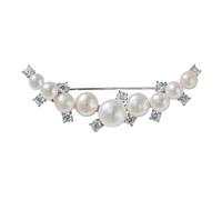 IRIRI Broche de perlas y circonitas, broche de barra en tono cobre, joyería de solapa de perlas y circonitas cúbicas de concha blanca for mujer, bufanda de vestir