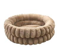 IRIRI Cama Redonda de Felpa for Mascotas, Ideal for Gatos y Conejos. Cojín Grueso y cálido Tipo Donut con Laterales Altos. No Requiere Montaje. Fácil de Limpiar. Cama pequeña for Perros.(Beige,XL)