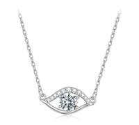 IRIRI Delicado collar de ojo de demonio en plata de ley for mujer, colgante de moissanita de 0,5 ct, cadena ajustable de 40+5 cm, hipoalergénico e impermeable, regalo de cumpleaños.