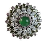IRIRI Emerald and Rhinestone Round Brooch, Exquisite and Sophisticated Pin Accessory, Can Be Used As A Brooch Or Pendant