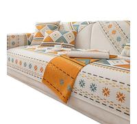 IRIRI Juego de Fundas de sofá Estilo Bohemio: Tela de Chenilla Suave, patrón geométrico Tribal, Protector de sofá Antideslizante (Varios tamaños y Fundas de Almohada)(Blanco,90 * 90cm)