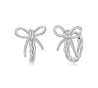 IRIRI Pendientes de nudo con lazo for mujer: pendientes hipoalergénicos de plata de ley S925 con baño de rodio. Un regalo elegante for cumpleaños y San Valentín.