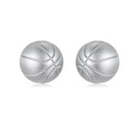 IRIRI Pendientes deportivos de plata de ley S925 for mujer y hombre. Diseño de pelota de béisbol, baloncesto y fútbol. Regalo hipoalergénico for cumpleaños y Navidad.(Basketball)