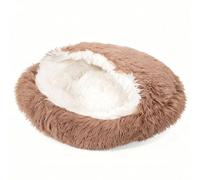 IRIRI Plush Semi-Enclosed Cat Bed Indoor Dog Soft Cats Bed Comfortable Pet Home Rest and Sleep Gift(Khaki,L)