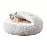 IRIRI Plush Semi-Enclosed Cat Bed Indoor Dog Soft Cats Bed Comfortable Pet Home Rest and Sleep Gift(Gris,L)
