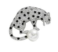 IRIRI Silver Panther Brooch, A Sophisticated and Luxurious Diamond-encrusted Brooch Accessory(B)
