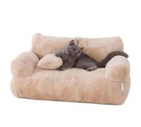 IRIRI Sofá Cama for Mascotas, Mini sofá de Felpa for Gatos con Almohada, Mueble Suave y Acogedor for Mascotas en Interiores(Bruin,L)