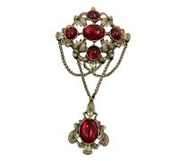 IRIRI Vintage Art Deco Gemstone Brooch, Copper Fringe Pendant