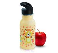 Iris Barcelona Botella Infantil Acero Inoxidable 400 mL Con Pajita y Asa de Transporte - Sin BPA - Ideal para Cole, Viajes, Guardería (APRICOT)