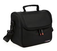 Iris Barcelona - Case Lunch Bag, Bolsa Térmica Porta Alimentos con Tapa en Portón con Cierre de Cremallera y Acceso Superior, Asa de Mano y Cinta Bandolera, 24 x 15,5 x 20 cm 5,5 l Negro