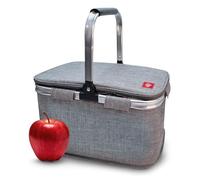 Iris Barcelona - Cesta Picnic Plegable, Cesta Térmica para Llevar Comida y Bebida a la Playa, Piscina, Excursión, Picnic Basket 20 l Gris Jaspeado
