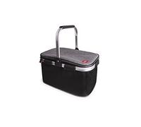 Iris Barcelona - Cesta Picnic Plegable Enjoy Life, Cesta Térmica para Llevar Comida y Bebida a la Playa, Piscina, Excursión, Picnic Basket 20 L Negro y Gris Jaspeado
