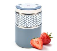 Iris Barcelona - Lunch Box Doble, Fiambrera Térmica Acero Inox, 2 Compartimentos, Tapa Aislante y Asa, 900 ml Azul