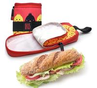 Iris Barcelona Porta Bocatas Infantil Reutilizable y Plegable - Diseño Flexible con Goma (26 x 12 x 2.5 cm) - Interior Impermeable FOOD SAFE - Ideal para Cole, Excursiones, guardería (Rojo)