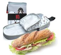 Iris Barcelona Porta Bocatas Infantil Reutilizable y Plegable - Diseño Flexible con Goma (26 x 12 x 2.5 cm) - Interior Impermeable FOOD SAFE - Ideal para Cole, Excursiones, guardería (Gris)