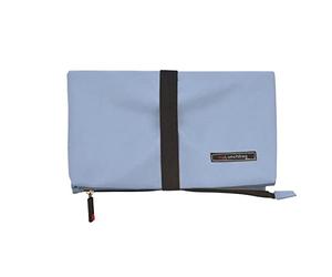 Iris Barcelona Snack Bag Soft Bolsa Porta Alimentos Plegable, Ligera con Goma Ajustable para Guardar Bocadillos, Sándwiches, Fruta, tápers 24 x 14 x 4 cm Cerrada 2,75 l Azul y Gris