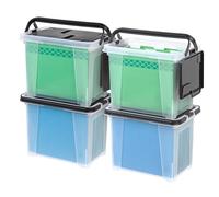 IRIS Caja de archivador portátil tamaño carta con asas, 4 unidades, color negro