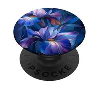 Iris Febrero Nacimiento Flor Floral Manchado Azul Oscuro Púrpura PopSockets PopGrip Adhesivo