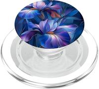 Iris Febrero Nacimiento Flor Floral Manchado Azul Oscuro Púrpura PopSockets PopGrip para MagSafe