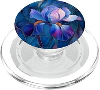 Iris Febrero Nacimiento Flor Floral Manchado Azul Oscuro Púrpura PopSockets PopGrip para MagSafe