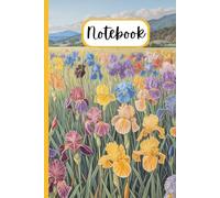 Iris Flower Lined Notebook, 120 pages, 6x9 inches, Floral Watermark, Hardcover