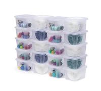 Iris Ohyama 20 Cajas de Almacenaje Plástico Versátiles con Tapa, 2L, Transparente, Cierre fácil, Apilable, para Armario, Estante, Aula, Organizadora, Ropa, Zapatos, Libre de BPA, MCB-2