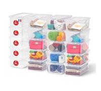 Iris Ohyama 20 Cajas de Almacenaje Plástico Versátiles con Tapa, 5L, Transparente, Cierre fácil, Apilable, para Armario, Estante, Aula, Organizadora, Ropa, Zapatos, Libre de BPA, CNL-5