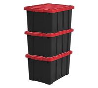 Iris Ohyama 3 Cajas de Organización de Alta Resistencia, 50L, Rojo, Grande, Duradero, Apilable, para Garaje, Estantes, Mudanza, Plástico, Utilidad, Herramientas, DDSKT-450