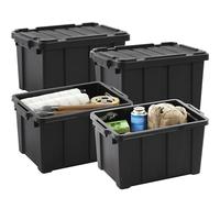 Iris Ohyama 4 Cajas de Organización de Alta Resistencia, 21L, Rojo, Compacto, Duradero, Apilable, para Garaje, Estantes, Mudanza, Plástico, Utilidad, Herramientas, DDSKT-210