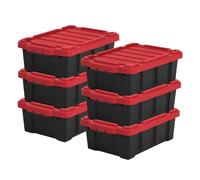 Iris Ohyama 6 Cajas de Organización de Alta Resistencia, 12.5L, Rojo, Compacto, Duradero, Apilable, para Garaje, Estantes, Mudanza, Plástico, Utilidad, Herramientas, DDSKT-130