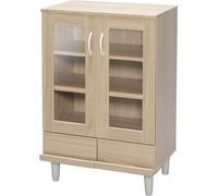 Iris Ohyama, Aparador con cajones y estantes / Vitrina de madera / Armario con puertas, Diseño,Ajustable en altura cada 3,2 cm, cocina, sala - Cabinet - KPB-9360 - Marrón claro