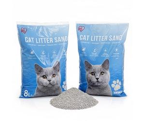 Iris Ohyama, Arena aglomerante para Gatos, 2 Paquetes de 8L, súper adsorbente, de bajo Polvo, Control de olores y antibacteriana Hecha de Arcilla bentonita Natural - Cat Litter Sand KF8L, Sin Perfume