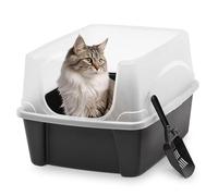 Iris Ohyama Arenero Gato con Pala, hasta 7kg, Nero, Caixa de areia para Gatos, Caja, para Gatos Grandes y pequeños, Cagadero, Caixa, WC, Fácil Limpieza, Libre de BPA, Cat Litter Box, DDCLH-12