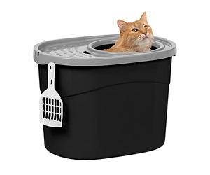 Iris Ohyama Arenero Gato Cubierto con Pala, hasta 7kg, Negro/Gris, Caixa de areia para Gatos, Caja, para Gatos Grandes y pequeños, Cerrado, Cagadero, WC, Libre de BPA, Cat Litter Box, TECL-20