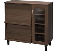 Iris Ohyama, Armario multicontenedores / aparador con tapa corredera y puerta de cristal / armario de madera / armario de cocina, Diseño,Modular, Cocina, sala - Cabinet - KBN-9390 - Roble