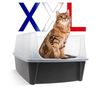 Iris Ohyama, Bandeja de Arena Extra Grande para Gatos, Caja de Arena XL, Gris, Bandeja de Lados Altos, Lados extraíbles, a Prueba de Fugas, fácil Limpieza, para Gatos Adultos Grandes, Dos Animales