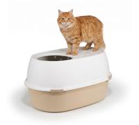 Iris Ohyama, Bandeja de arena para gatos XL, Arenero para gatos XXL, Blanco, Caja de arena, Apertura superior, Fácil de limpiar, para gatos grandes adultos, Dos gatos, Maine Coon, sin BPA - Punt-XL