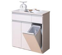 Iris Ohyama - Bandeja de clasificación con 3 Compartimentos, 45 L, diseño de Madera con cajones, Roble Blanco, para Cocina, Oficina, baño, 70,5 x 35,5 x 81,6 cm, PKT-8670