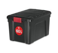 Iris Ohyama, Caja de almacenamiento, 60 L, Apilable, Clips, Jardín, Garaje, Ático - Store it All Box SIA-60 - Negro